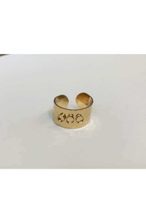 Bague martelée 3 cabochons 3 mm charlotte finition:Dore or fin 24 carats