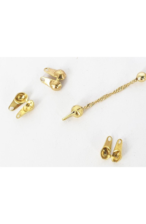 Embout pour chaîne torsadée décor boule finition:Dore or fin 24 carats