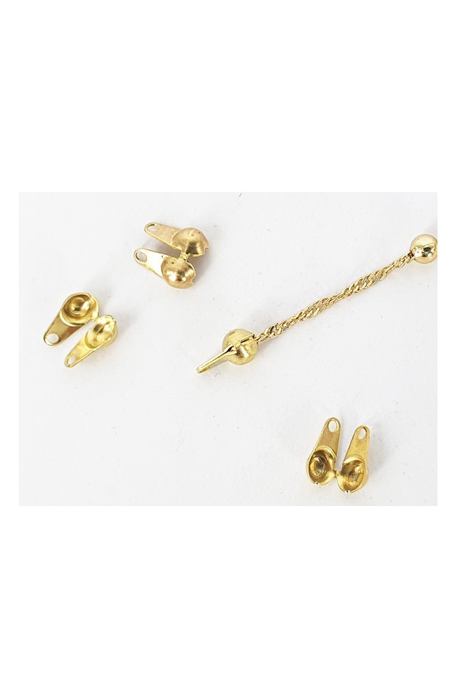 Embout pour chaîne torsadée décor boule finition:Dore or fin 24 carats