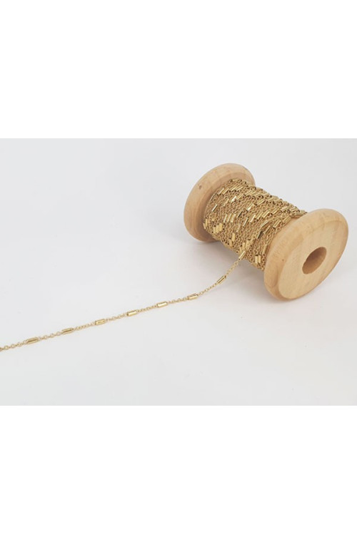 Chaine fine décor tubes finition:Dore or fin 24 carats