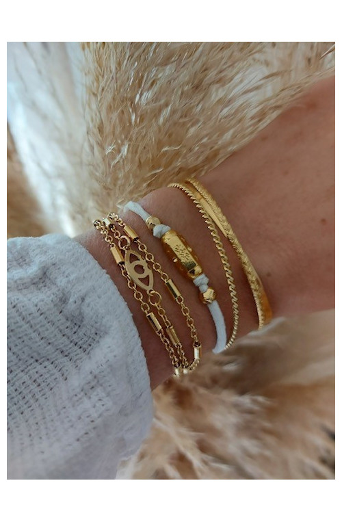 Chaine fine décor tubes finition:Dore or fin 24 carats