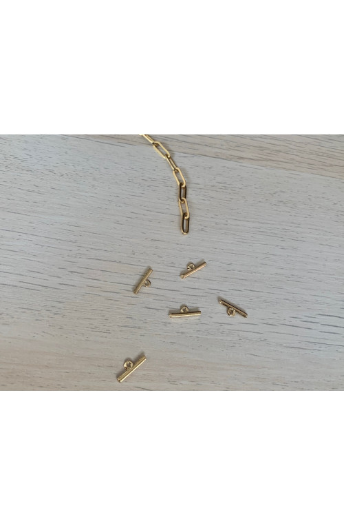 Fermoir t pour chaÎne trombone finition:Dore or fin 24 carats