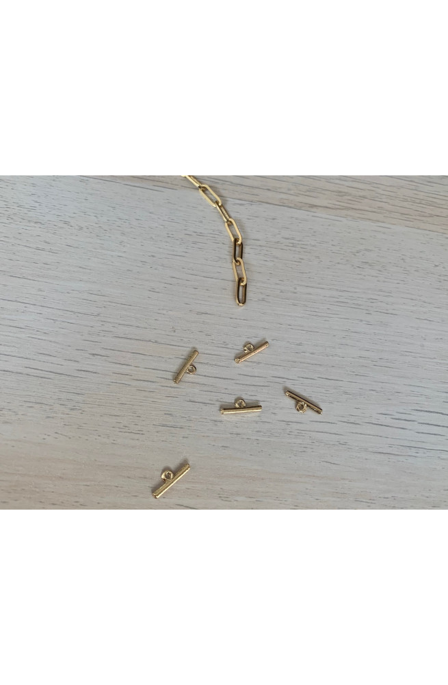 Fermoir t pour chaÎne trombone finition:Dore or fin 24 carats