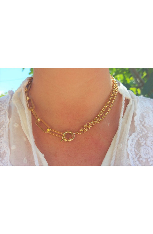 Chaîne trombone xl finition:Doré or fin 24 carats cataphorèse 