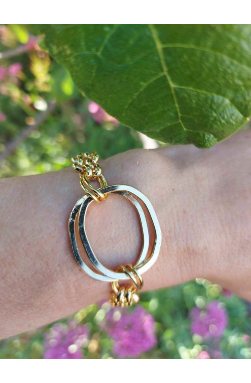 Chaîne anneaux ondulés finition:Doré or fin 24 carats cataphorèse 