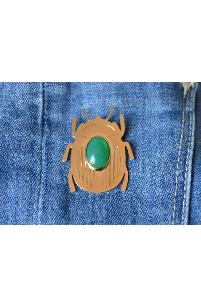 Pin's scarabee arg finition:Dore or fin 24 carats