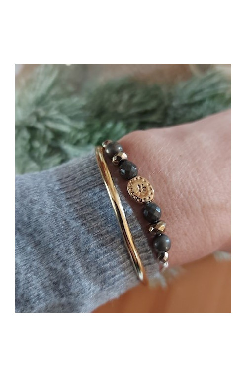 Perle fossile insert finition:Dore or fin 24 carats