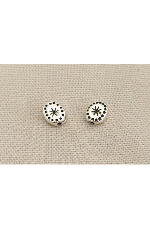 Perle fossile insert finition:Argent 10 microns