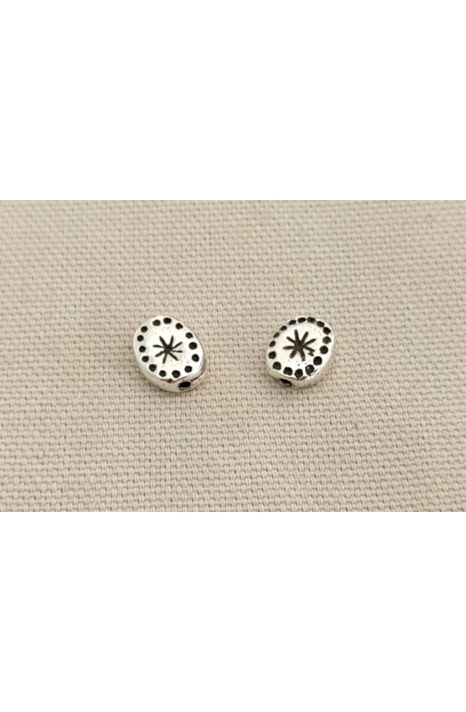 Perle fossile insert finition:Argent 10 microns