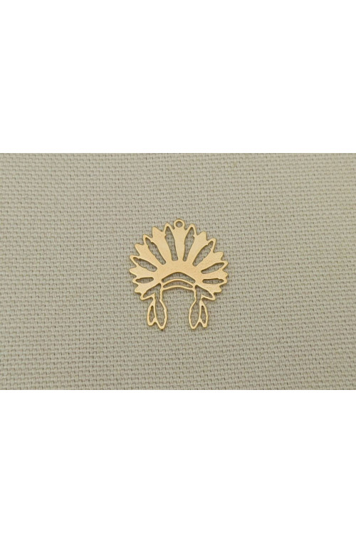 Breloque coiffe indienne icate 60% finition:Dore or fin 24 carats