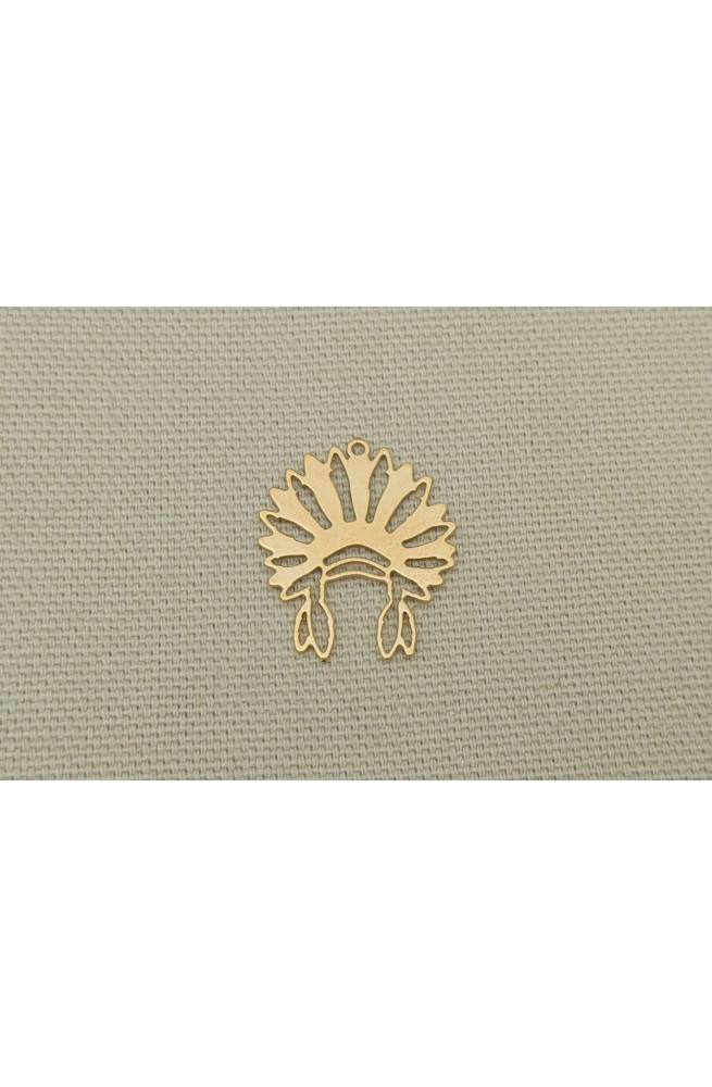 Breloque coiffe indienne icate 60% finition:Dore or fin 24 carats