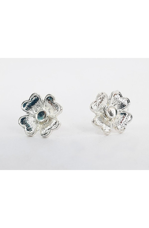 Clous d'oreilles doré fleur véronique avec cabochon 3 mm 60% finition:Argent 10 microns