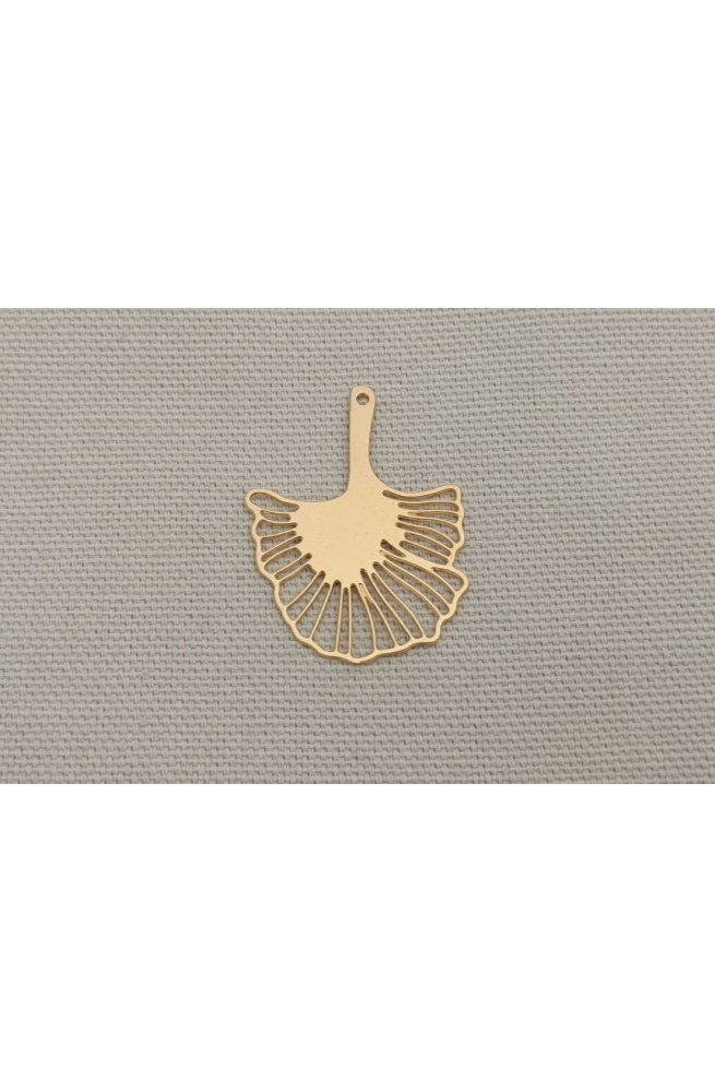 Pendentif ginkgo finition:Dore or fin 24 carats