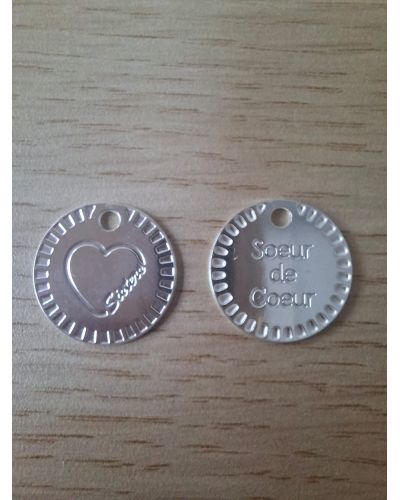 Médaille SOEUR DE COEUR diamètre 17 mm