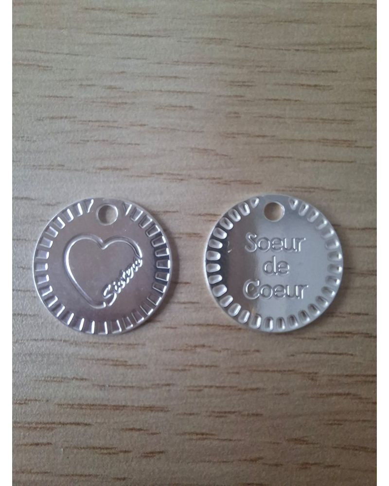 Médaille SOEUR DE COEUR diamètre 17 mm